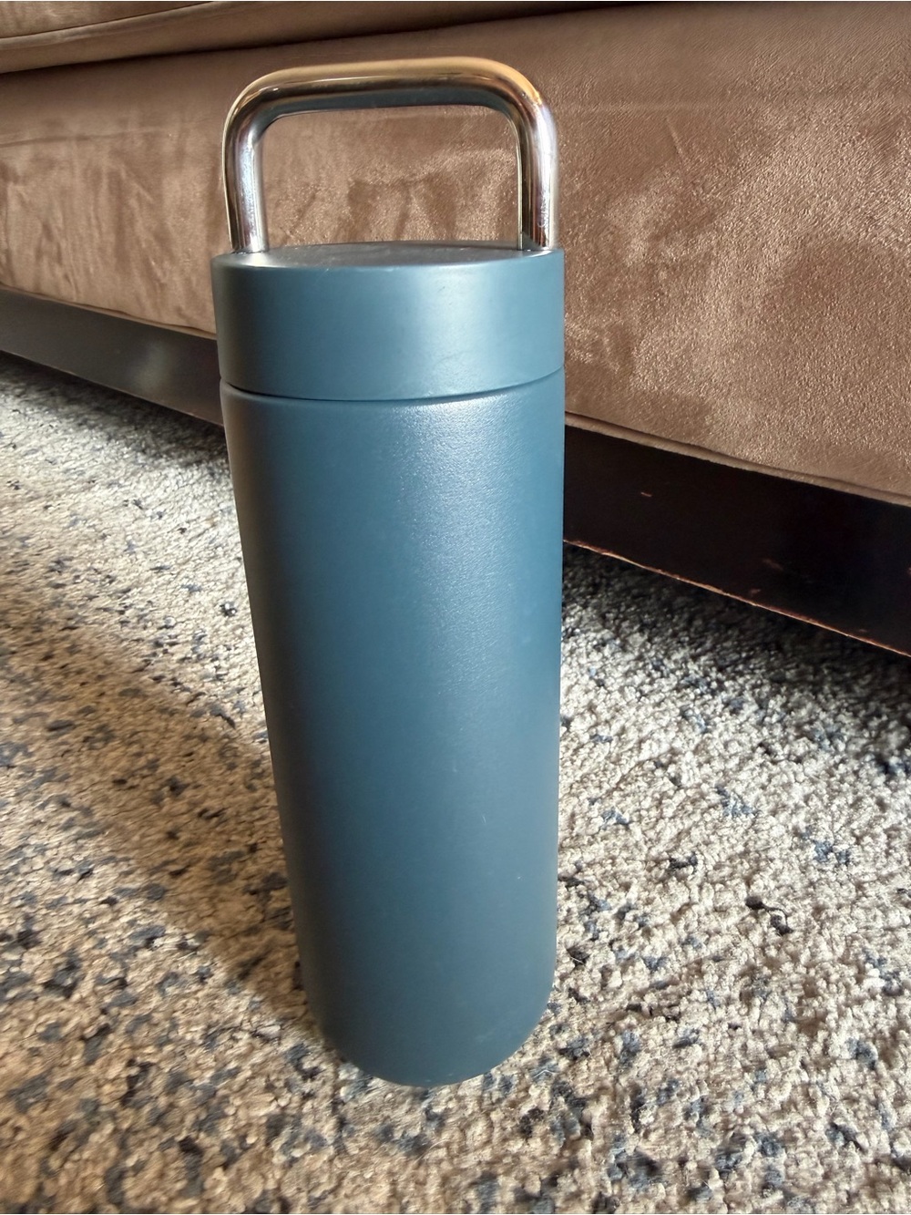 Matte Steel-Handled Blue Insulated Water Bottle